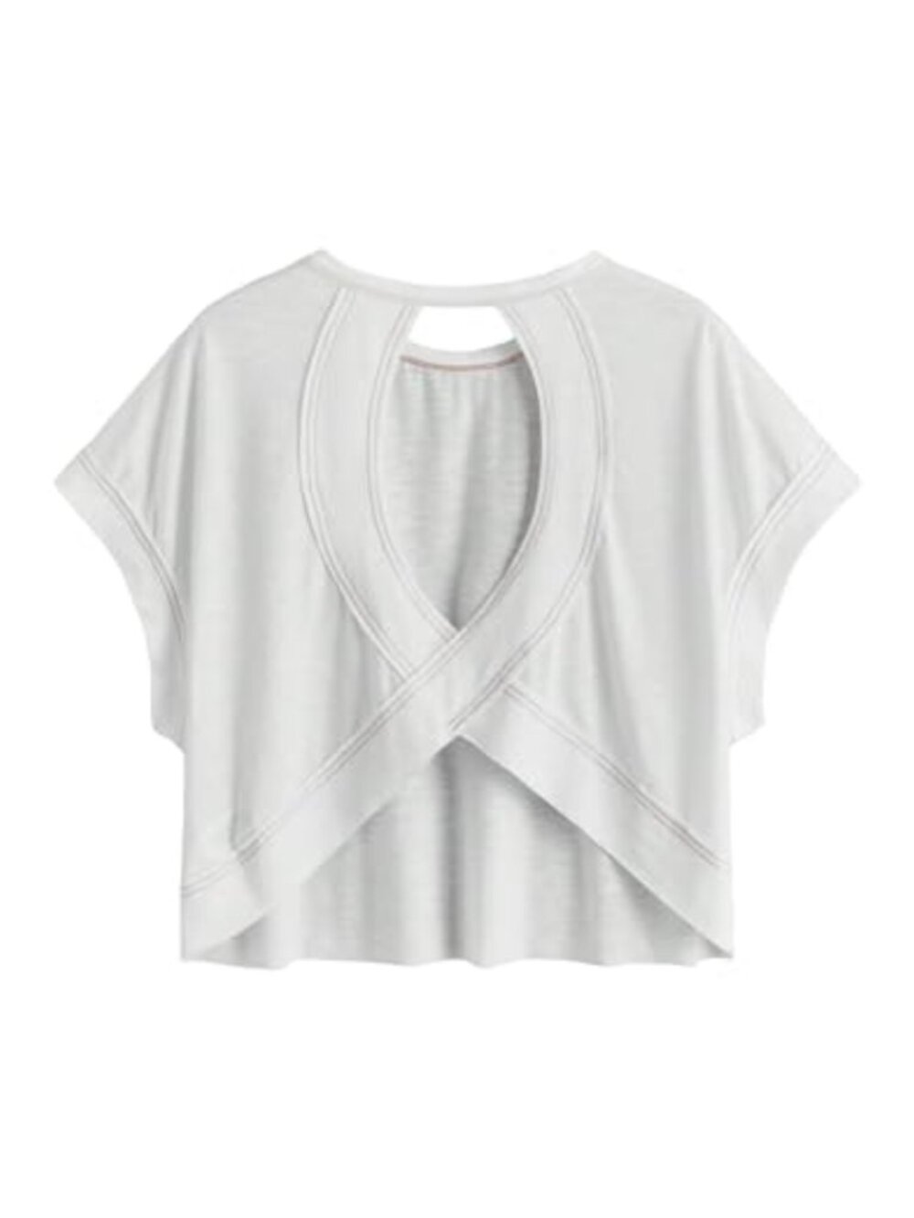 Open Back Workout Tee Backless Criss Cross Athletic Gym T Shirt